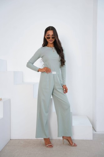 Komplet dzianinowy bluzka i szerokie spodnie By Mia     