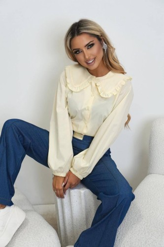 Bluzka bawełniana z kołnierzykiem La Blanche 