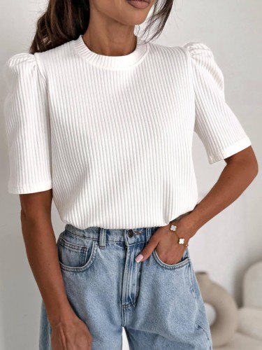 Bluzka prążek z bufkami Bocca