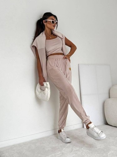 Komplet dresowy welurowy 3 części Kiss Kiss 