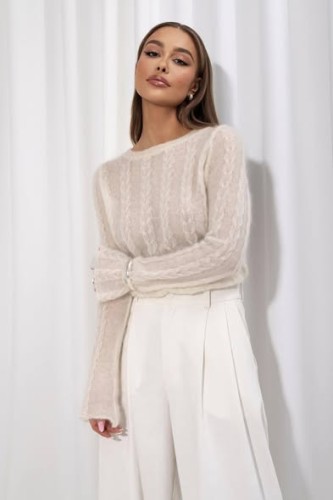 Cienki sweterek warkocz Yarn  