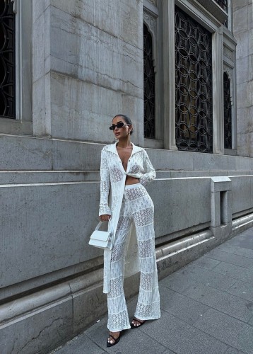 Komplet kardigan i spodnie Crochet set Lomea