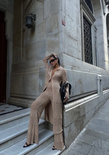 Komplet kardigan i spodnie Crochet set Lomea 