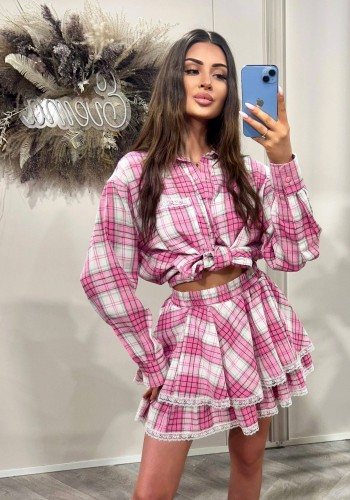Komplet koszula i spódniczka Lumina w krateczkę Evema     