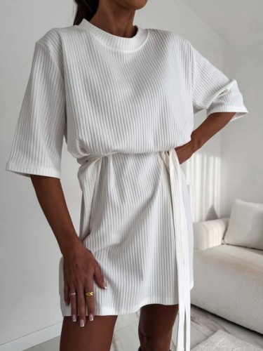 Lużna sukienka tunika prążkowana Bocca  