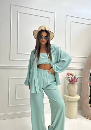 3 częściowy komplet koszula top i szerokie spodnie Millagro    