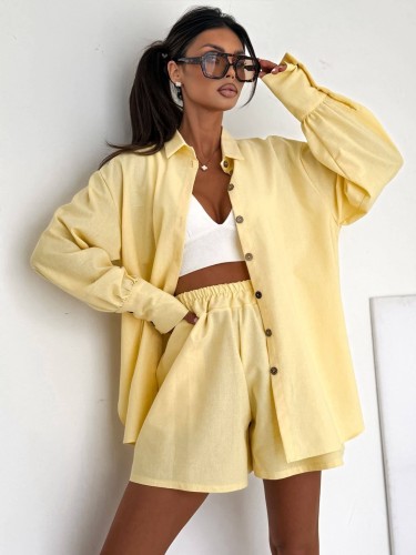 Lniany komplet koszula i spodenki Kiss Kiss 