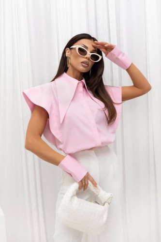 Bawełniana koszula z dużym kołnierzem bez rękawów Ingrosso 