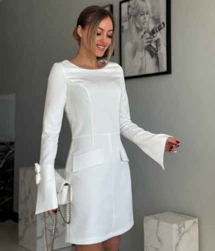 Sukienka mini z ozdobnymi różami na rękawach Sofi Marina      