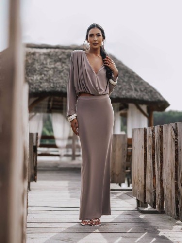 Komplet bluzka i spódnica maxi Agatha Fashion