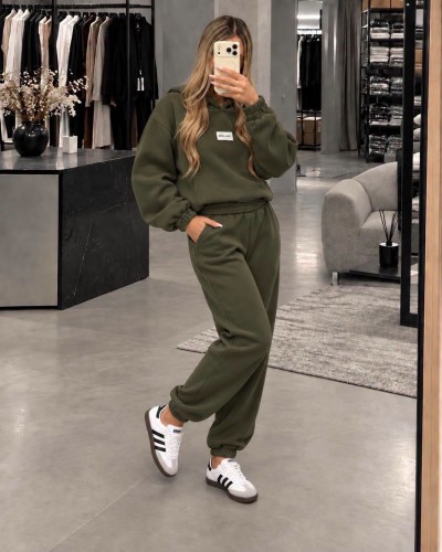 Komplet dresowy bawełniany bluza z kapturem  La Blanche  