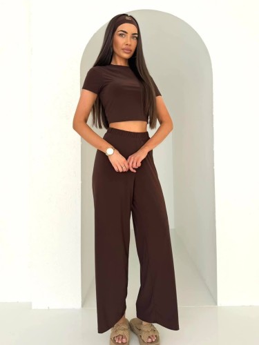 Komplet TOP 3 części top i szerokie spodnie i opaska M.Tissu