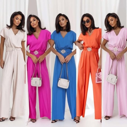 Kombinezon Hanna z szerokimi spodnami złoty pasek Jolmar   